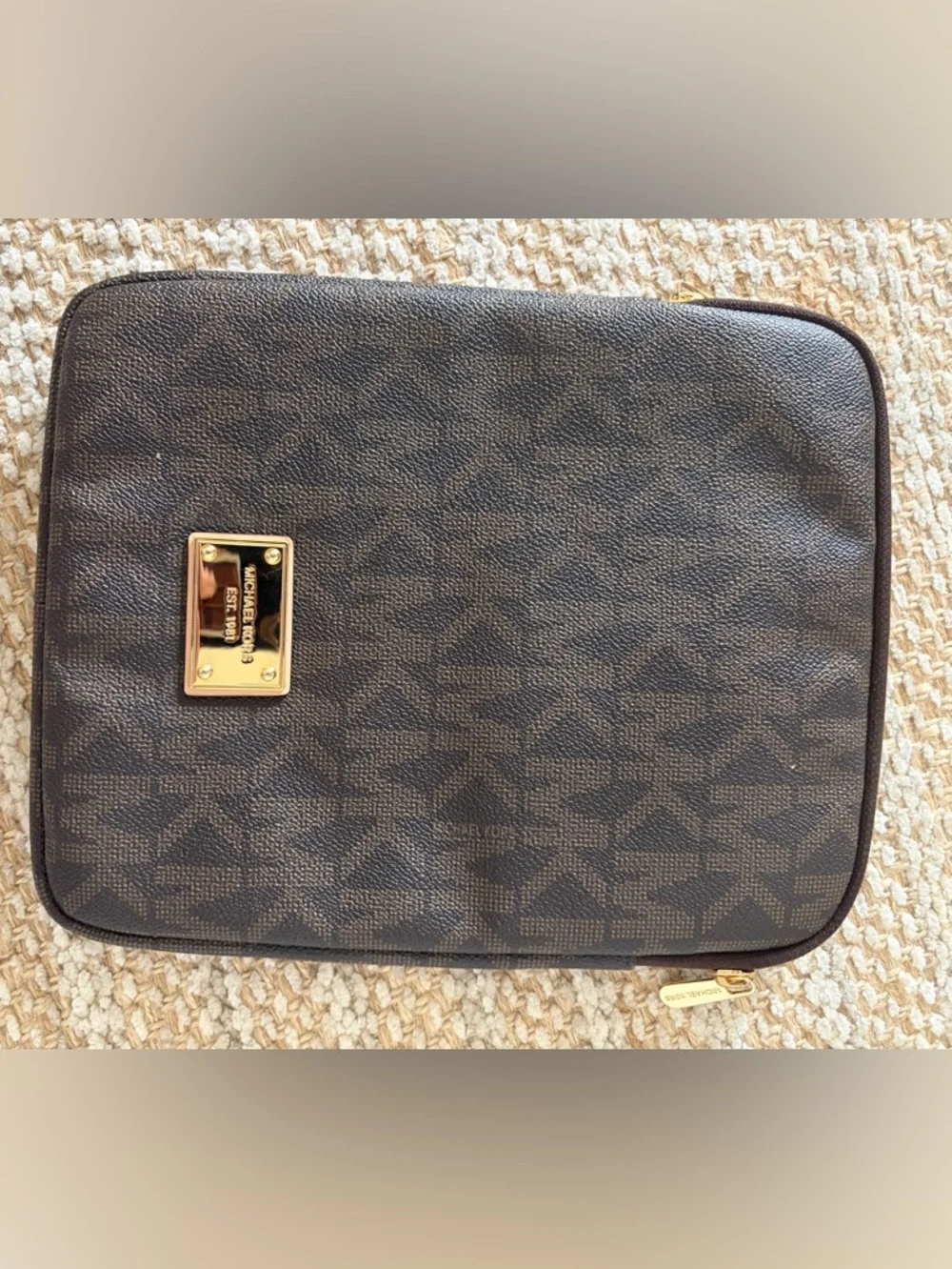 Michael Kors Brown MK Logo Tech Pouch 10x6